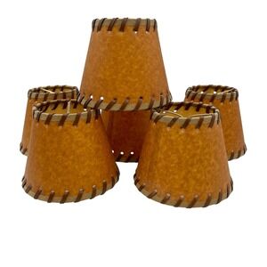 6 Oiled‎ Parchment Shades W/ Cord Stitching 10' Clip On Chandelier Cabincore